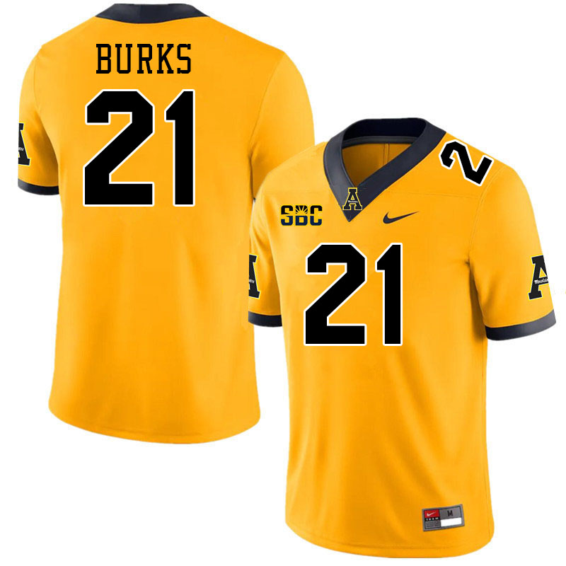 Appalachian State Mountaineers #21 DJ Burks College Football Jerseys-Gold